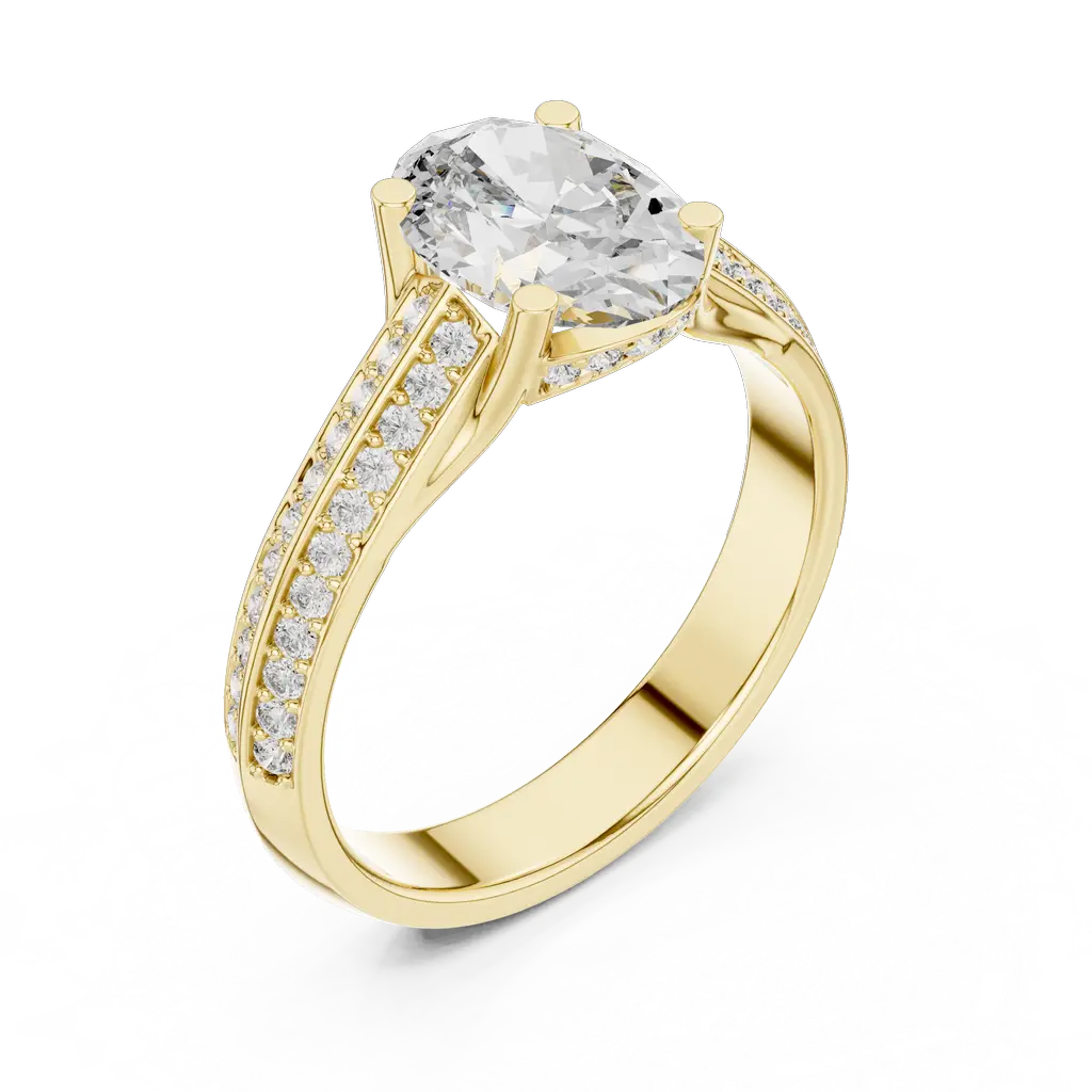 Elegant Oval Diamond LEDIS Ring with Pave