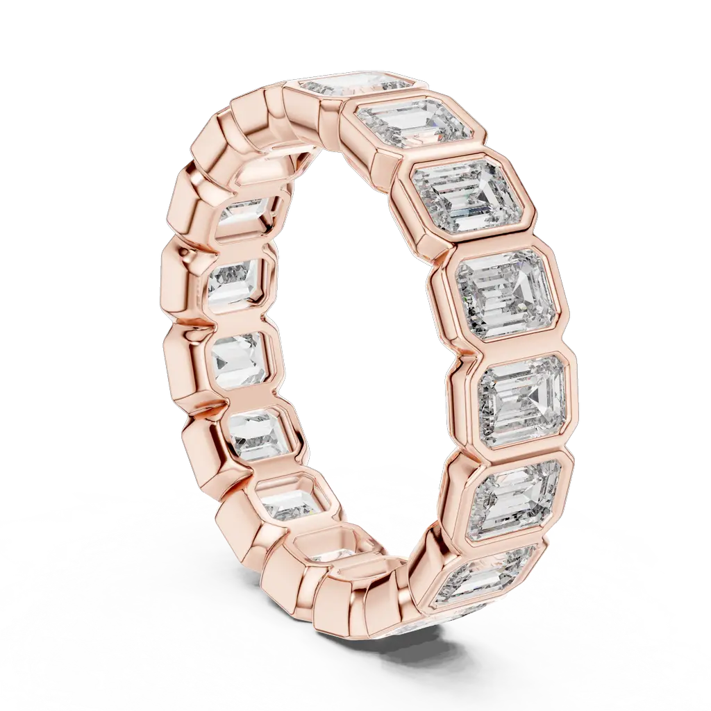 Emerald-Cut Diamond Eternity Ring in Bezel Setting