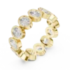 Oval Diamond Collet Set Ring in Bold Band