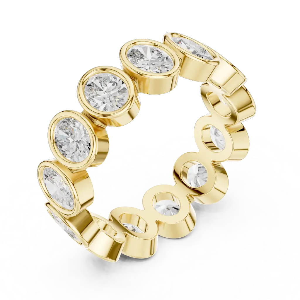 Oval Diamond Collet Set Ring in Bold Band