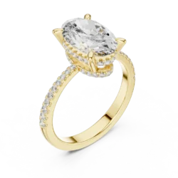 Oval Center Diamond Ring with U-Cut Accent Stones