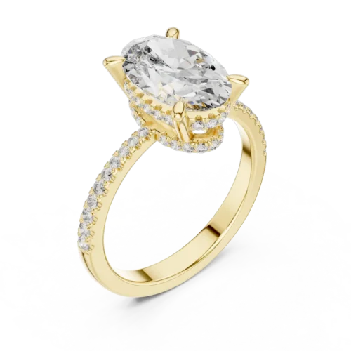 Oval Center Diamond Ring with U-Cut Accent Stones