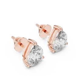 Pear Cut Solitaire Diamond Stud Earrings
