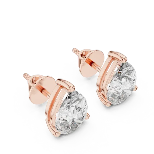 Pear Cut Solitaire Diamond Stud Earrings