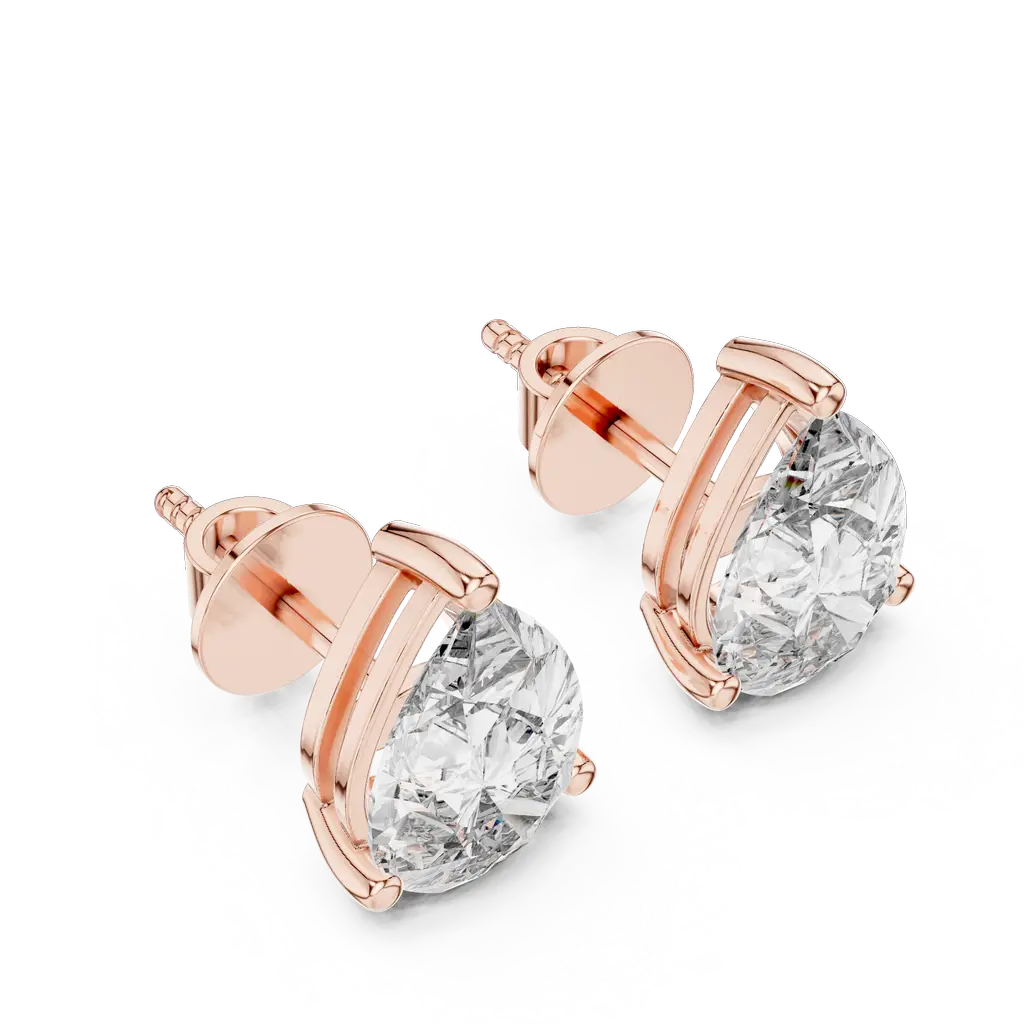 Pear Cut Solitaire Diamond Stud Earrings