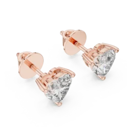 Heart-Shaped Diamond Stud Earrings