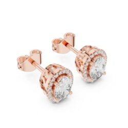 Halo Diamond Stud Earrings - Gold, Rose Gold & Silver