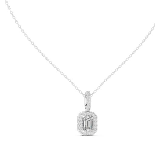 Elegant Emerald-Cut Diamond Pendant- Silver, Gold, Rose Gold