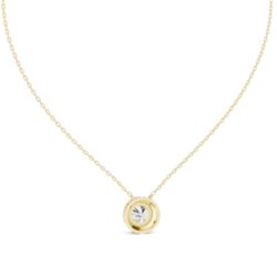 Round Diamond Halo Pendant Necklace- Silver, Gold, Rose Gold