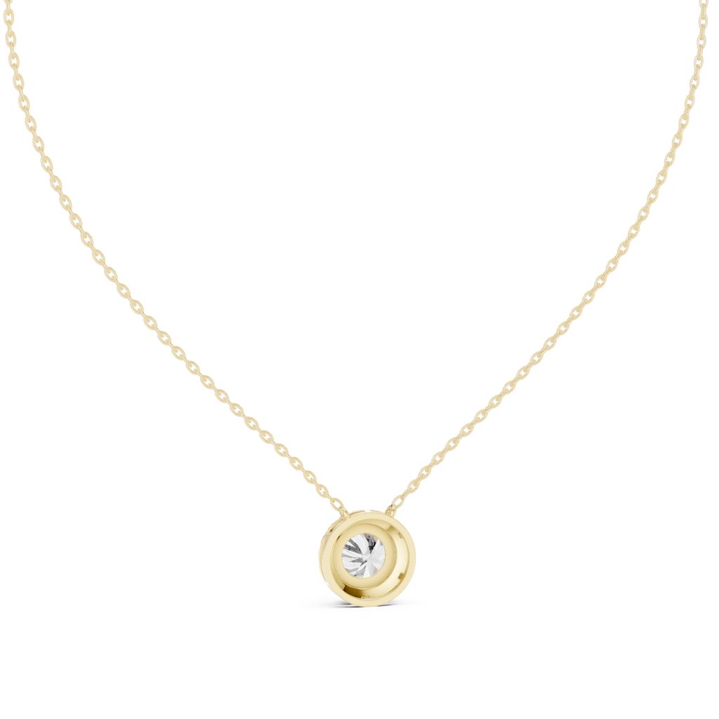 Round Diamond Halo Pendant Necklace- Silver, Gold, Rose Gold