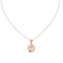 Round Halo Diamond Pendant with U-Cut- Silver, Gold, Rose Gold