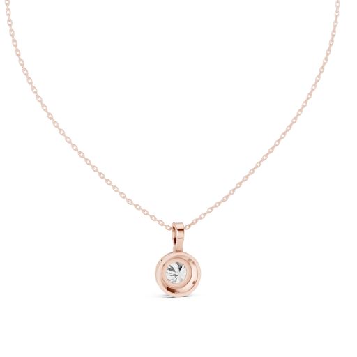 Round Halo Diamond Pendant with U-Cut- Silver, Gold, Rose Gold