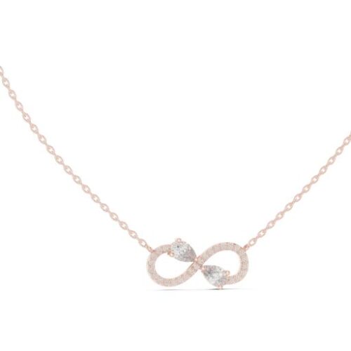 Elegant Diamond Infinity Pendant with Blue Accents- Gold, Rose Gold, Silver