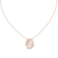 Teardrop Diamond Halo Pendant- Gold, Rose Gold, Silver