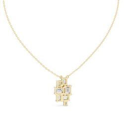 Geometric Emerald Cut Diamond Pendant- Gold, Rose Gold And Silver