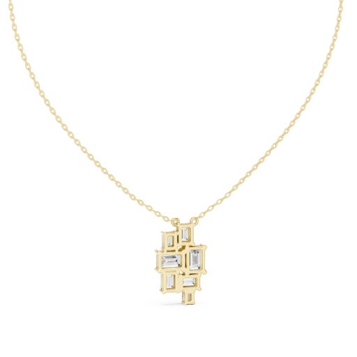 Geometric Emerald Cut Diamond Pendant- Gold, Rose Gold And Silver