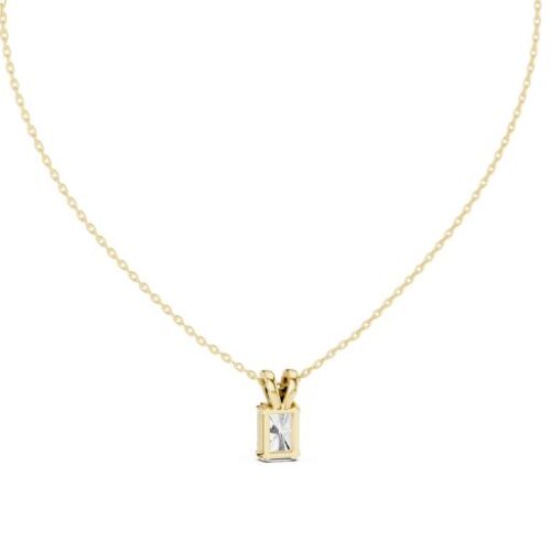 Radiant-Cut Blue Pendant with Diamond Accents- Gold, Rose Gold And Silver