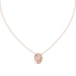 Oval-Cut Blue Pendant with Diamond Halo- Gold, Rose Gold And Silver