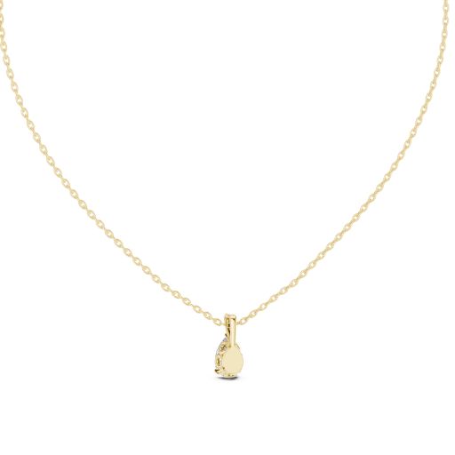 GPD-0034@7 Pear-Cut Diamond Pendant Necklace- Gold, Rose Gold And Silver