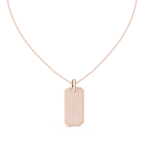 Luxury Pave Diamond Dog Tag Pendant in Silver, Gold & Rose Gold