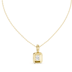 Cushion-Cut Diamond Pendant with Halo Accent (Gold, Rose Gold, Silver)