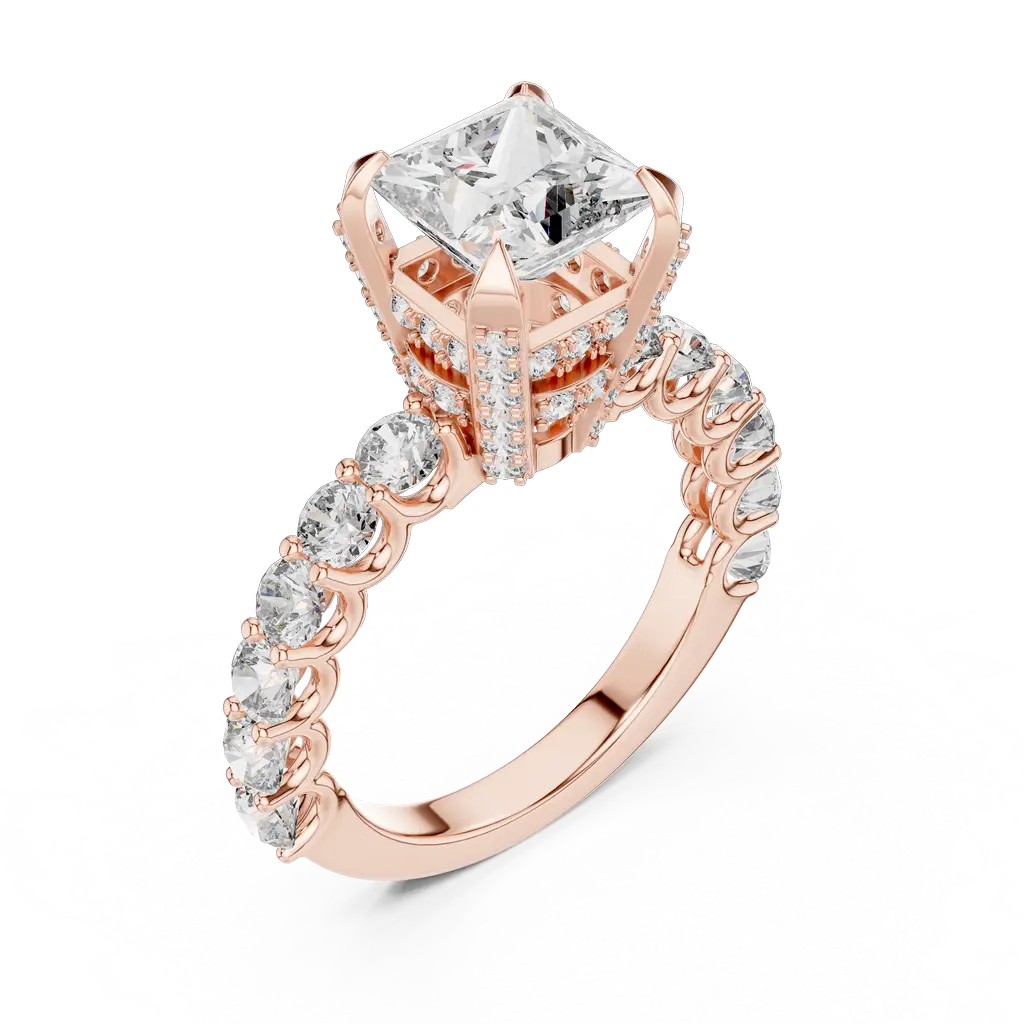 Elegant Princess Cut Diamond Ring with Side Stones