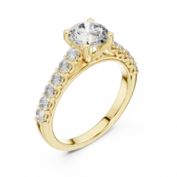 Classic Round Solitaire Diamond Ring with Side Accents