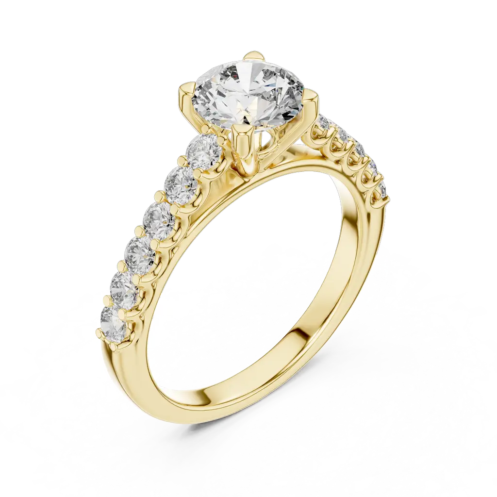 LR-0113-01@Y-#viwe2_result Classic Round Solitaire Diamond Ring with Side Accents