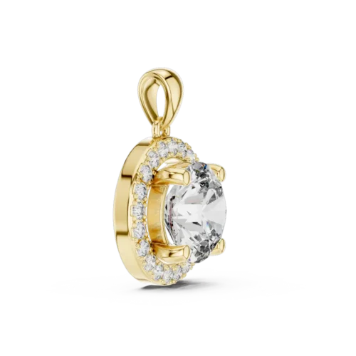 Elegant Round Diamond Pendant gold color