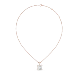 Princess Cut Blue Stone Pendant with Accent Diamonds