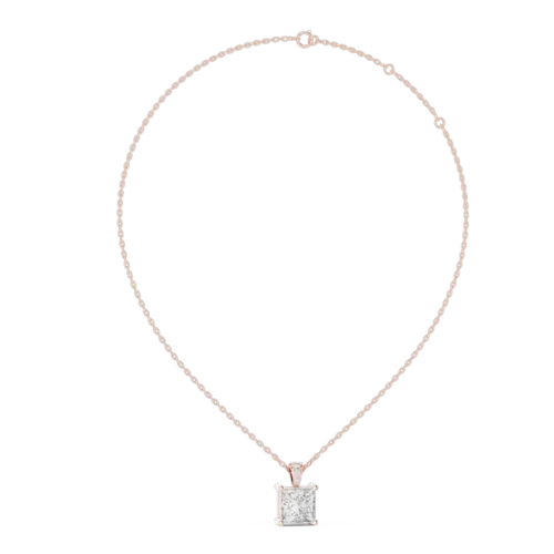 Princess Cut Blue Stone Pendant with Accent Diamonds