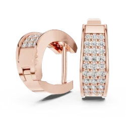 Triple Row Round Diamond Hoop Earrings