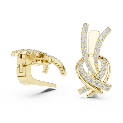 Elegant Criss-Cross Diamond Earrings with Prong Setting