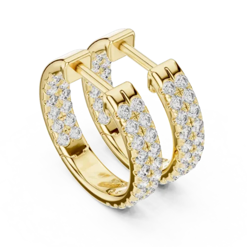 Elegant Dual-Row Diamond Hoop Earrings