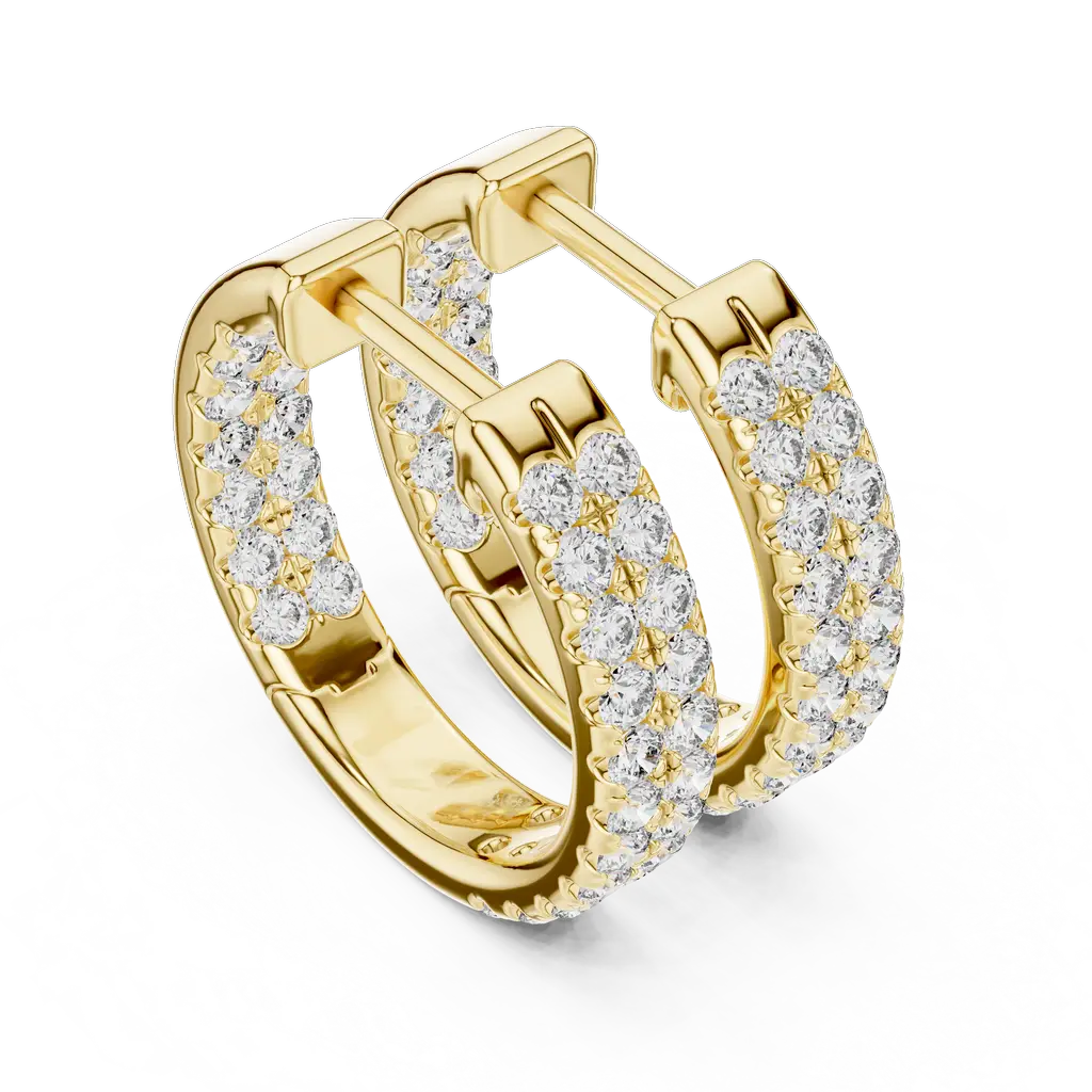 Elegant Dual-Row Diamond Hoop Earrings