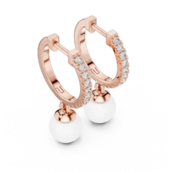 Elegant Pearl Drop Diamond Earrings with U-Cut Design