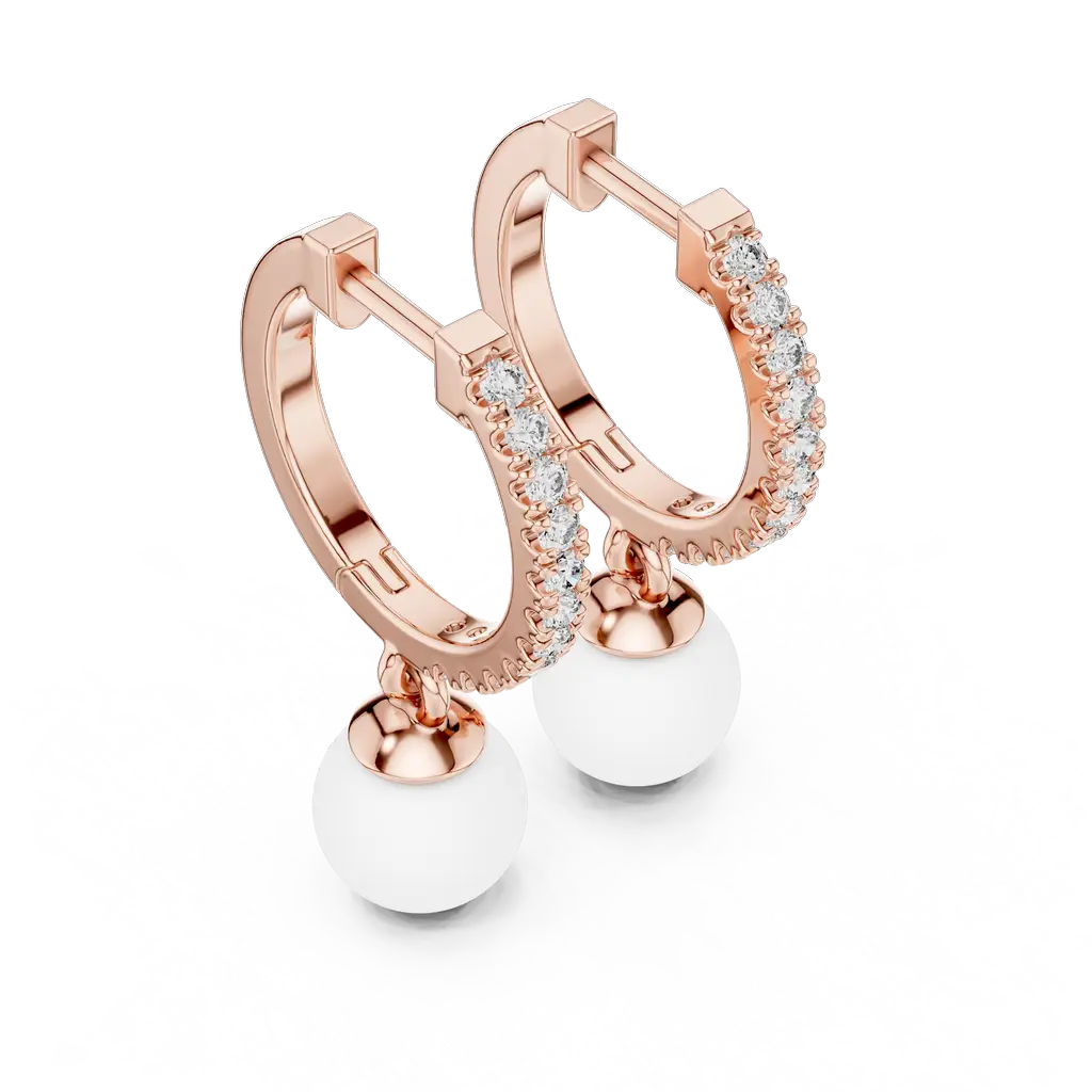 336@R-#viwe2_result Elegant Pearl Drop Diamond Earrings with U-Cut Design