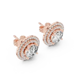 Classic Round Halo Stud Earrings with Center Stone