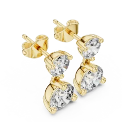 Double Drop Round Stone Earrings