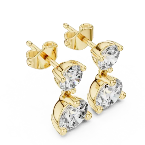 Double Drop Round Stone Earrings