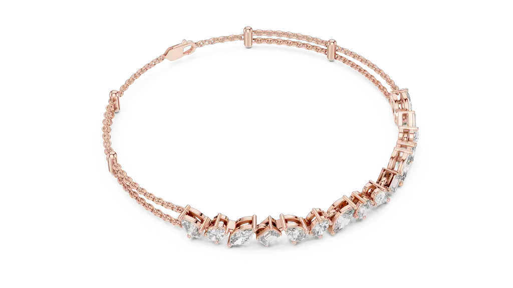 598-01@R-#viwe2_result Multishape Diamond Bracelet with Emerald, Oval, Pear & Marquise Cuts