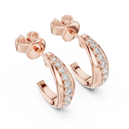 Elegant Diamond Hoop Earrings with Tapered Sparkle