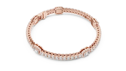 Elegant Emerald And Round Diamond Bracelet