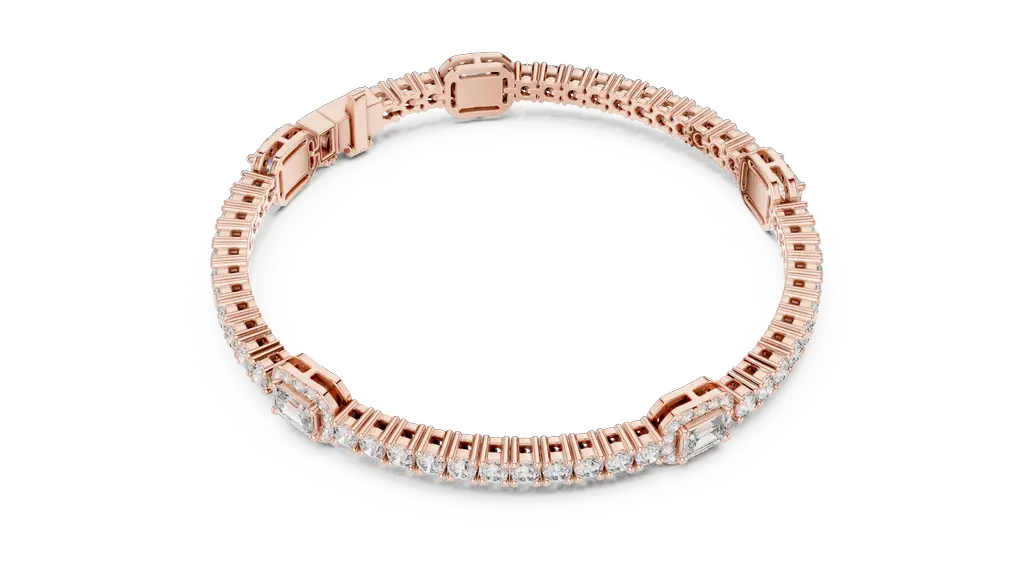 GLBR-0024-01@R-#viwe2_result Elegant Emerald And Round Diamond Bracelet