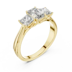 Three-Stone Princess & Emerald Diamond Ring