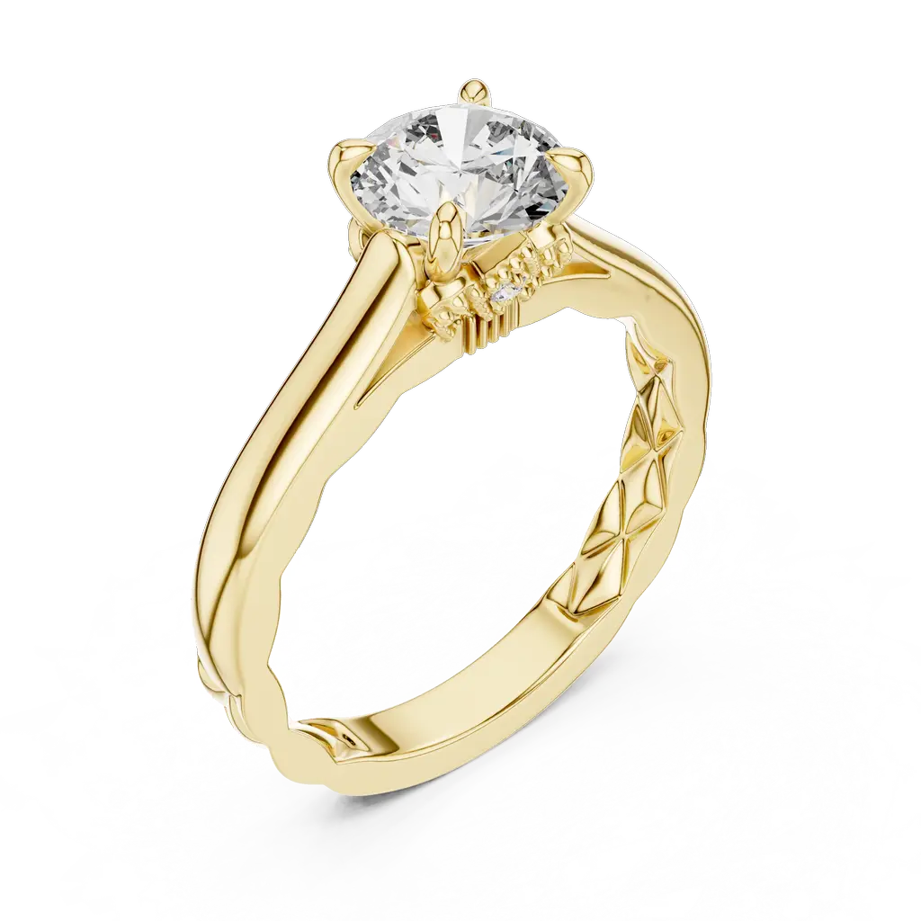 Solitaire Diamond Ring with Melee Accents