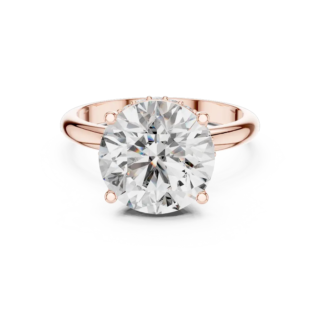 Classic Solitaire Rose Gold Ring with 9.90MM Center Diamond