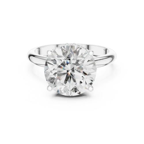 Classic Solitaire Silver Ring with 9.90MM Center Diamond