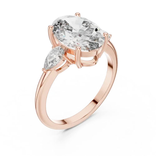 Oval Diamond Ring with Side Pear Cuts